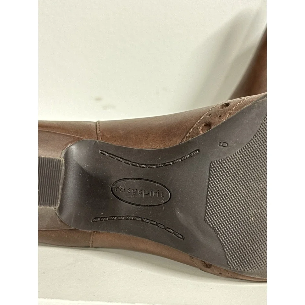 Easy Spirit Womens Brown Leather Eslemona Ankle Boots Almond Toe 9M Chelsea Boot